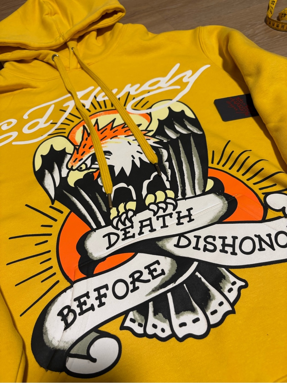 Ed Hardy DEATH BEFORE DISHONOR FLEECE PULLOVER HOODIE - Picture 2 of 6